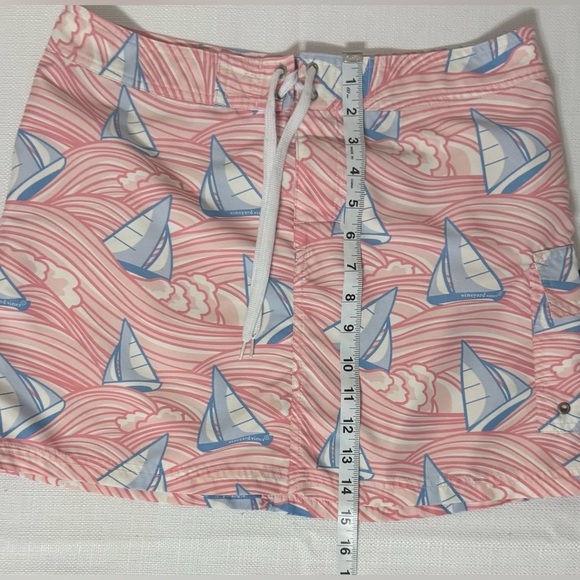 VINEYARD VINES Board Skirt Sailboats Swim Suit Coverup Mini Skirt Pink Blue Sz 4 - Picture 6 of 8